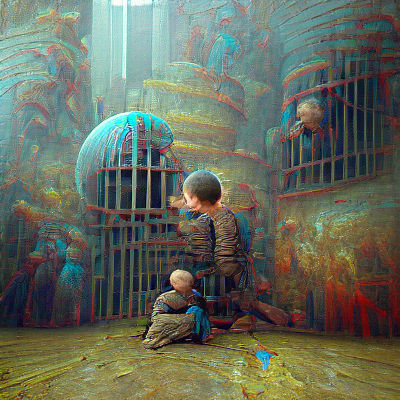 Grim Prison Cell Interior with Stark Lighting