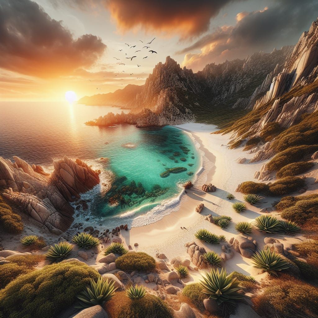 Tropical Cove at Sunset: Sardinia Beach View