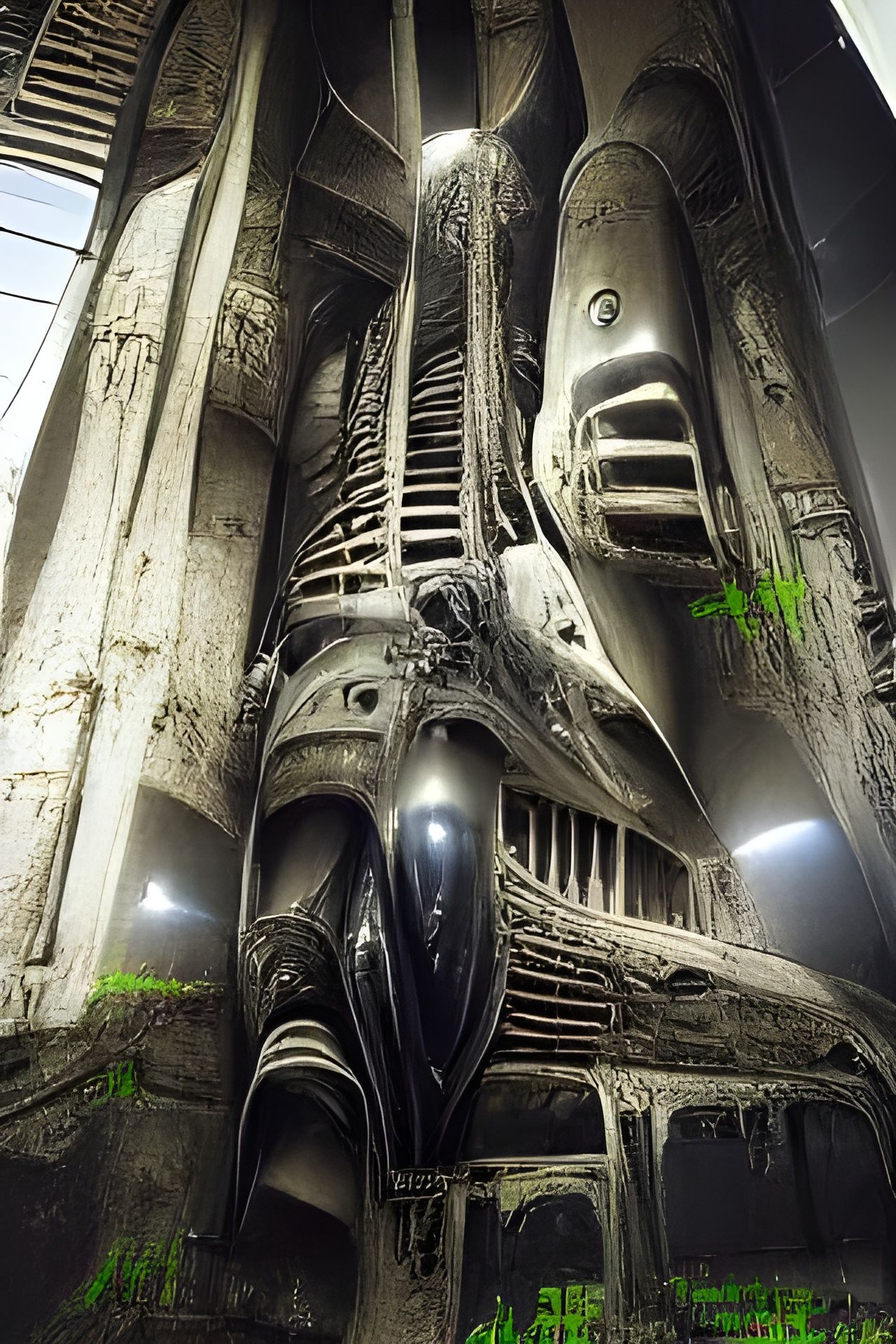 Creepy Derelict Spaceship in Art Deco Style