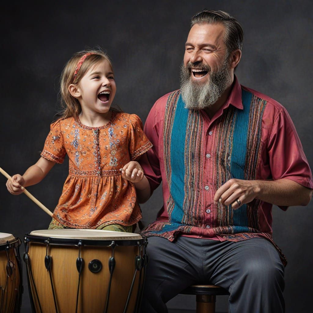 Joyful Father and Daughter Music Scene
