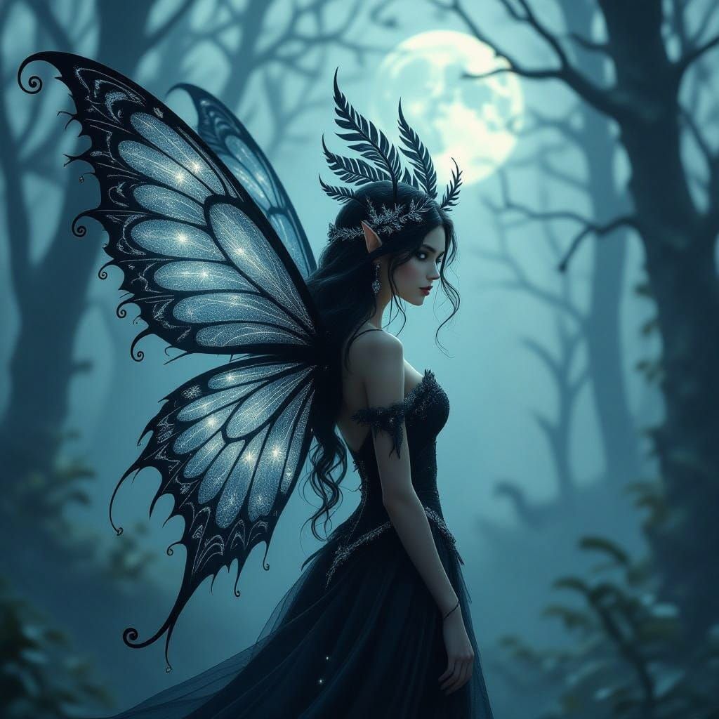 Mystical Fairy in Moonlit Forest