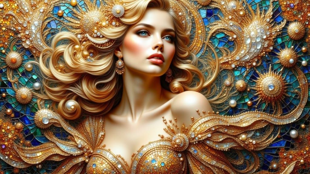 Sparkling Glittering Fresco Style