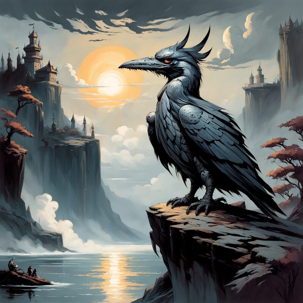 Knight on Alien Cliff in Hyperrealistic Style