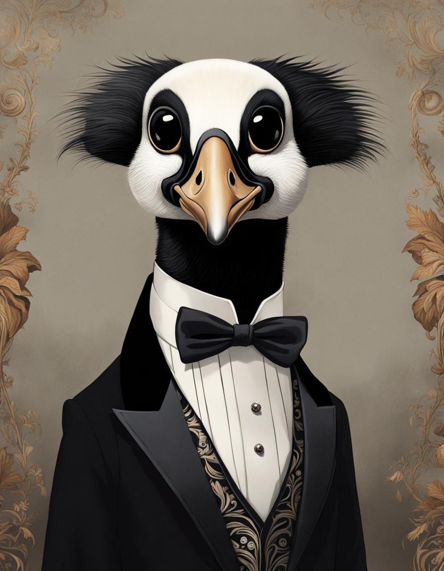 Surreal Duck in Tuxedo: A Unique Fantasy Creation