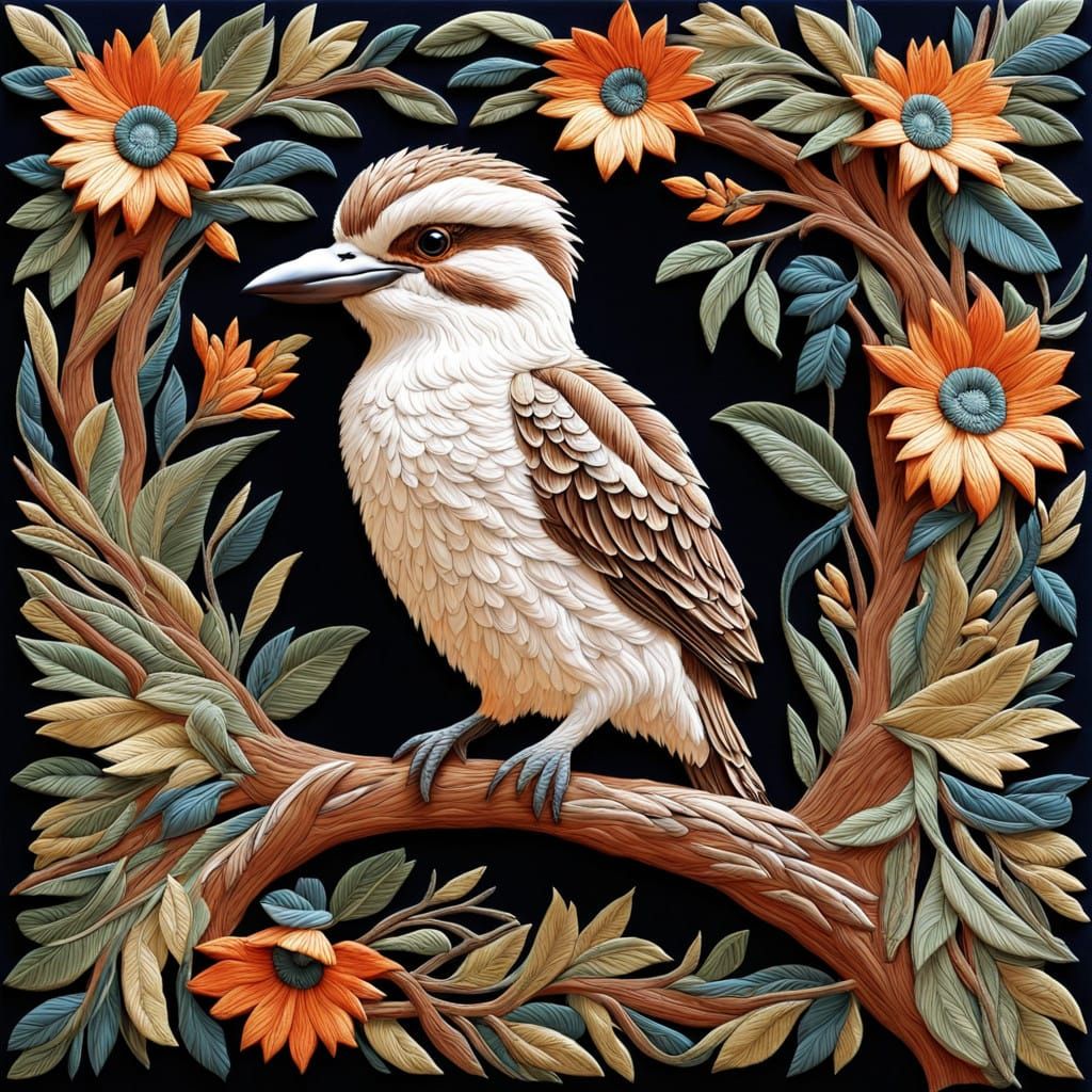 Kookaburra in Vibrant Australian Bush Decorative Relief
