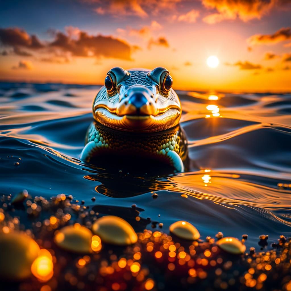 Vibrant Ocean Life at Golden Hour in 4K