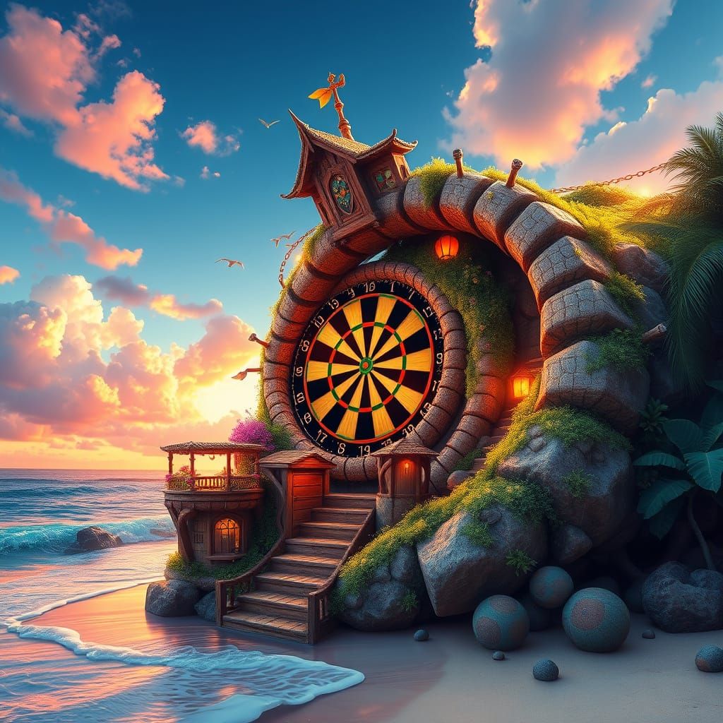 Golden Throne of the Darts Queen in Tropical Wonderland