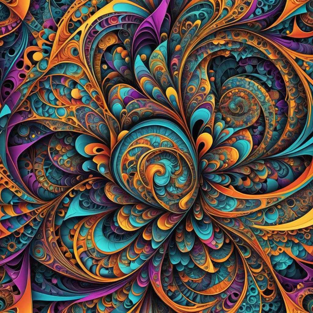 Psychedelic Fractal: Geometric Optical Illusion in Digital A...