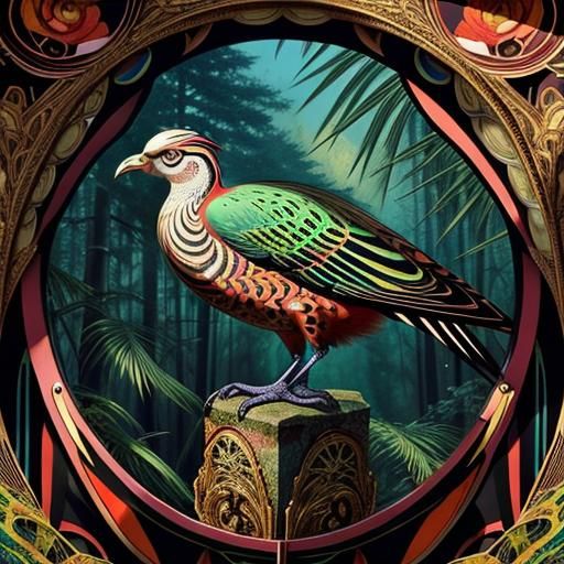 Art Nouveau Avian Abstract Cryptozoology Discovery