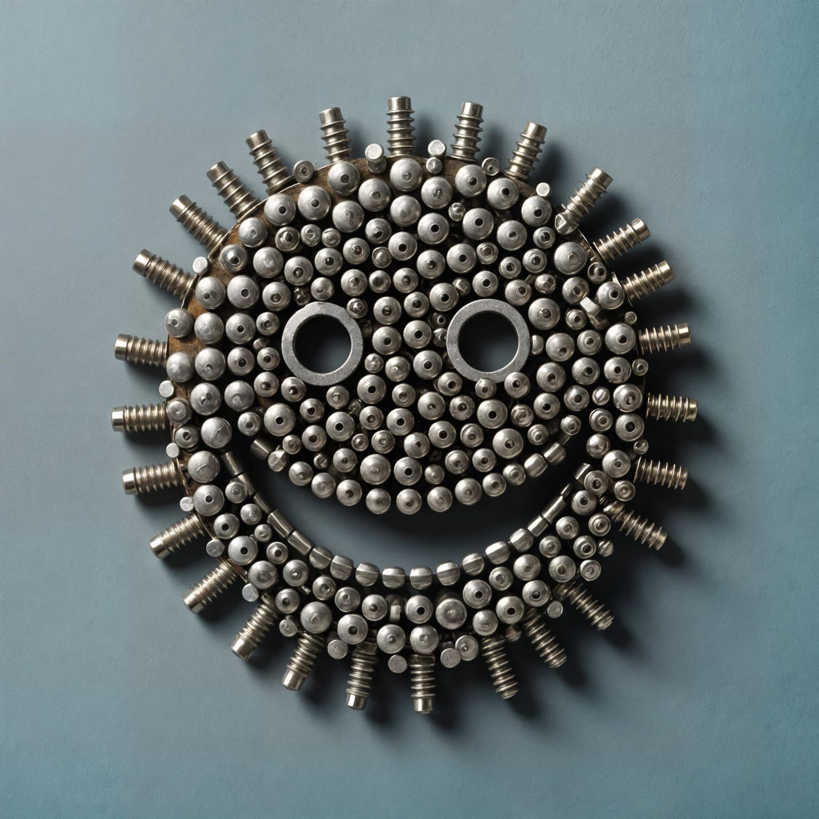 Smiley Face Crafted from Metal Screw Heads