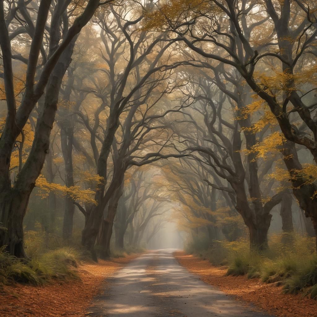 Majestic Mallorn Trees in Ethereal Forest Landscape