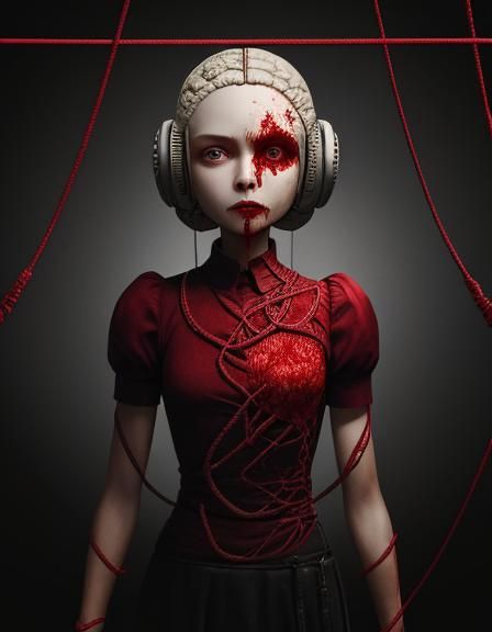 Surreal Image of Person Connected to Brain and Heart