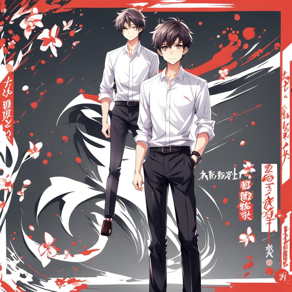 Handsome High School Boy in Anime Style