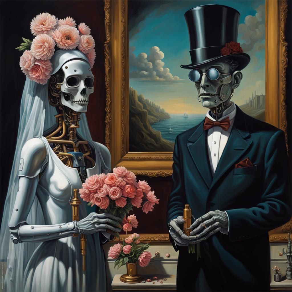 Eerie AI Wedding: A Dark Surrealist Masterpiece