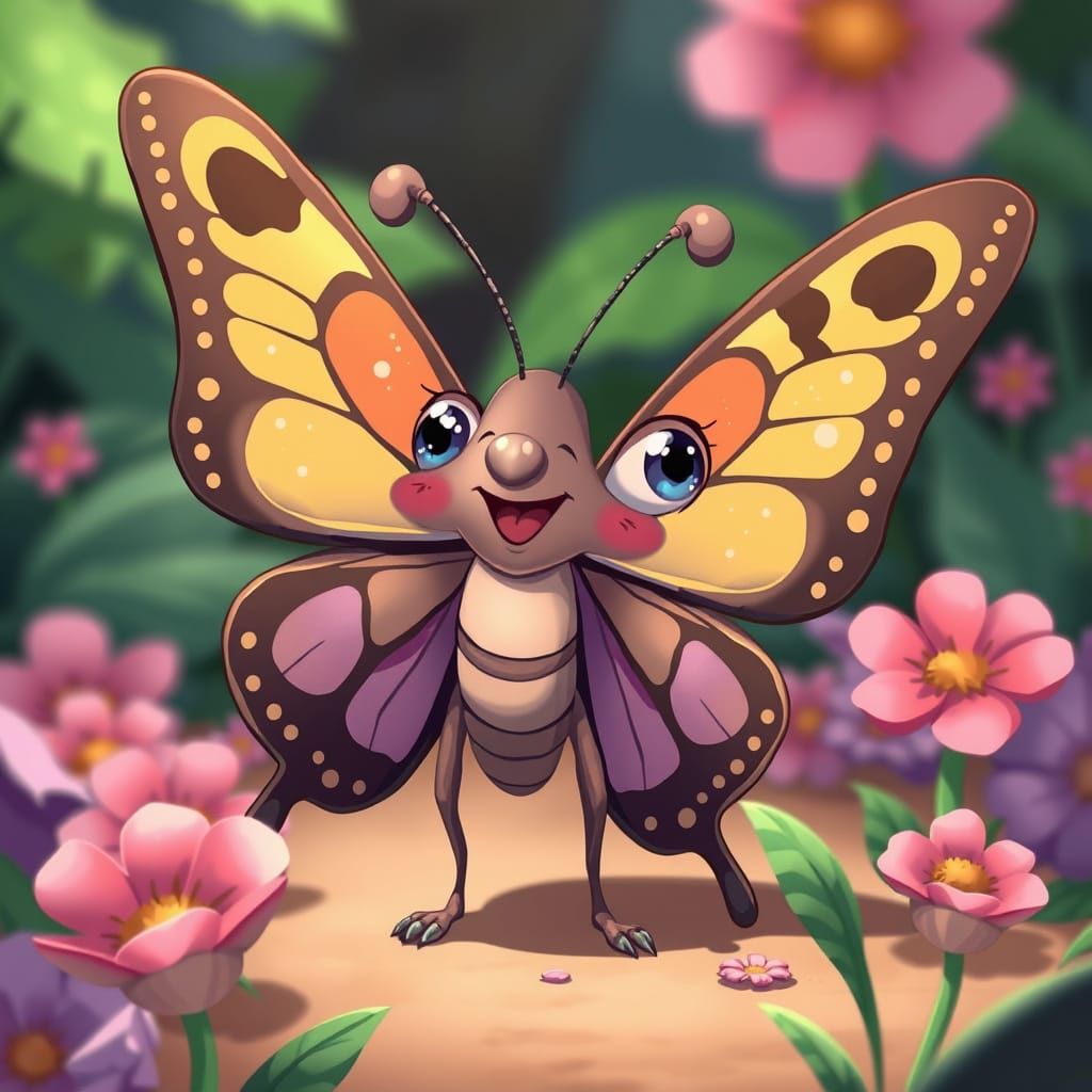 Pixar Style Anthropomorphic Butterfly in Confusion
