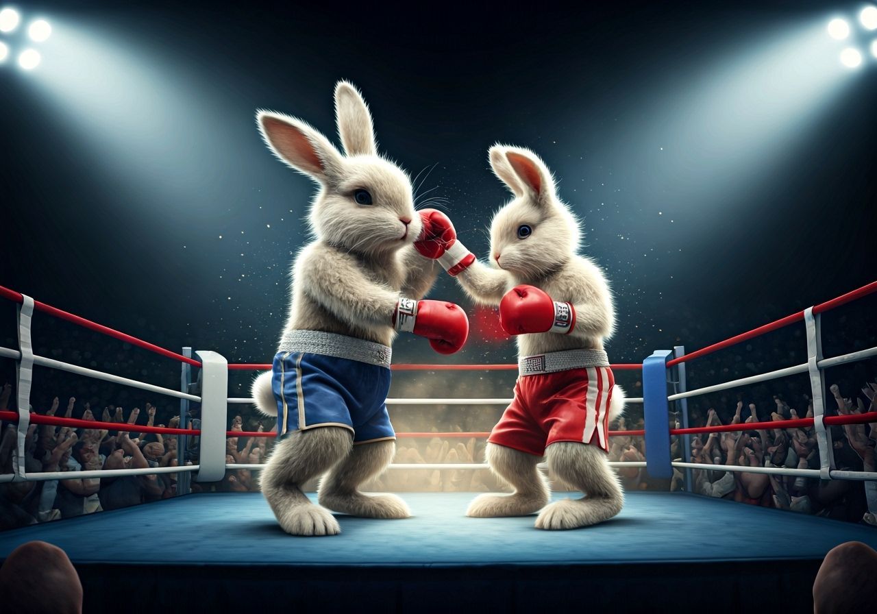 Bunny Rabbit Boxing Match with Dynamic Lighting