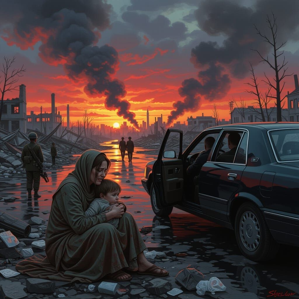 Devastating Scene of Mother and Child in Dystopian World