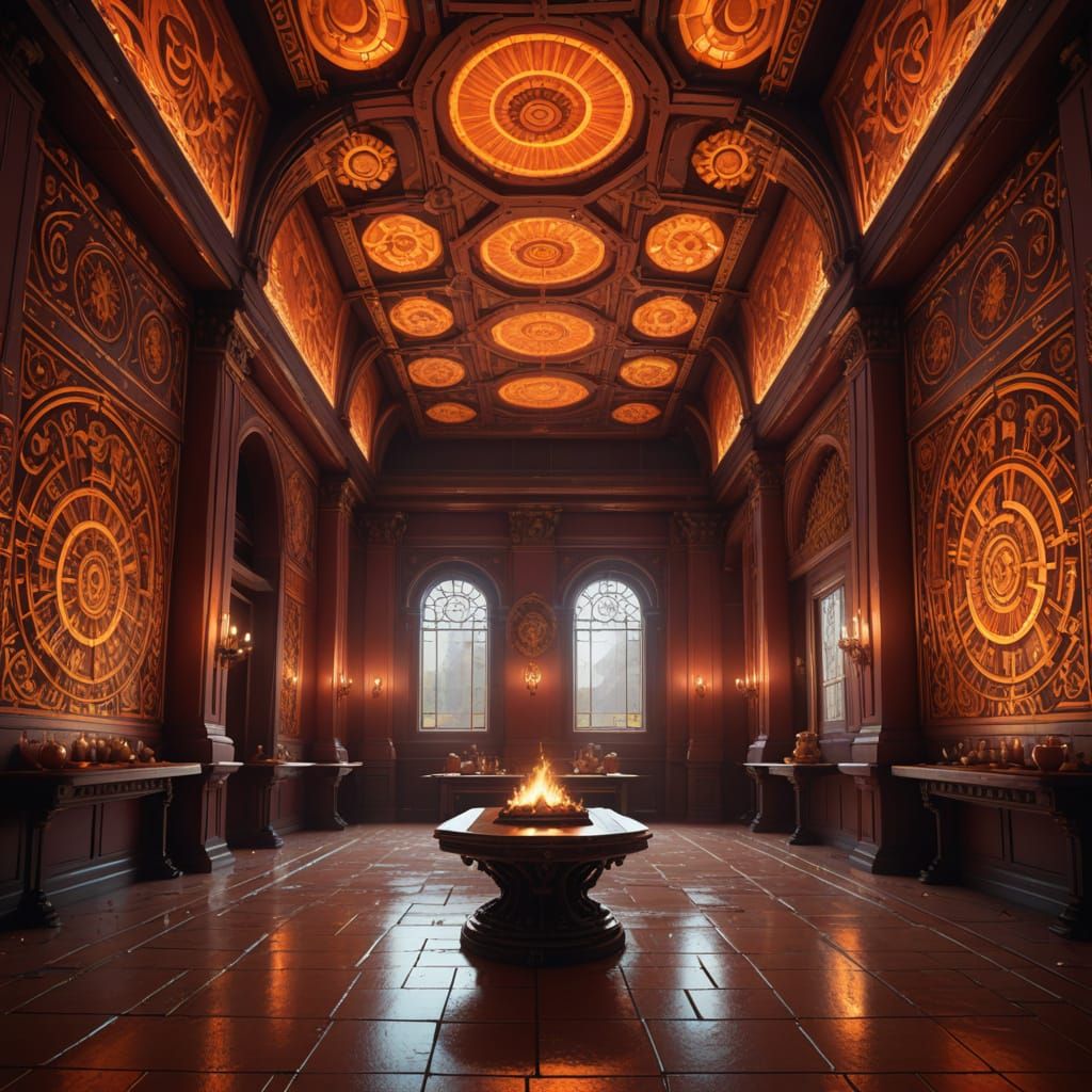 Ruby Flame Feast Hall: 8K Concept Art