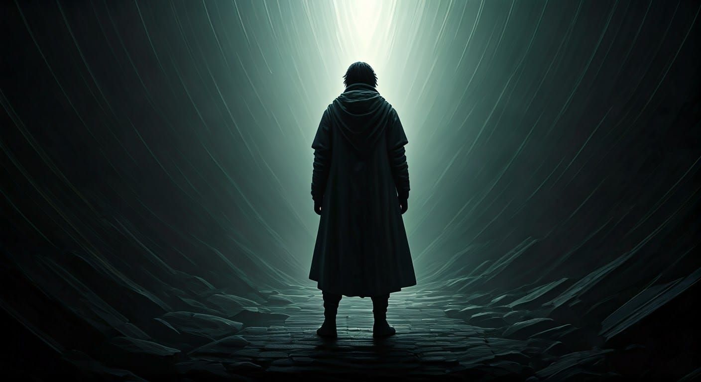 Determined Survivor in a Gritty, Futuristic Landscape