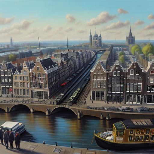 Amsterdam Central Station: Oil Painting