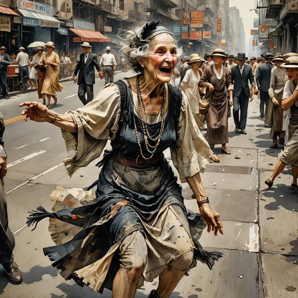 Flapper Dances at the Copacabana in Watercolor Style