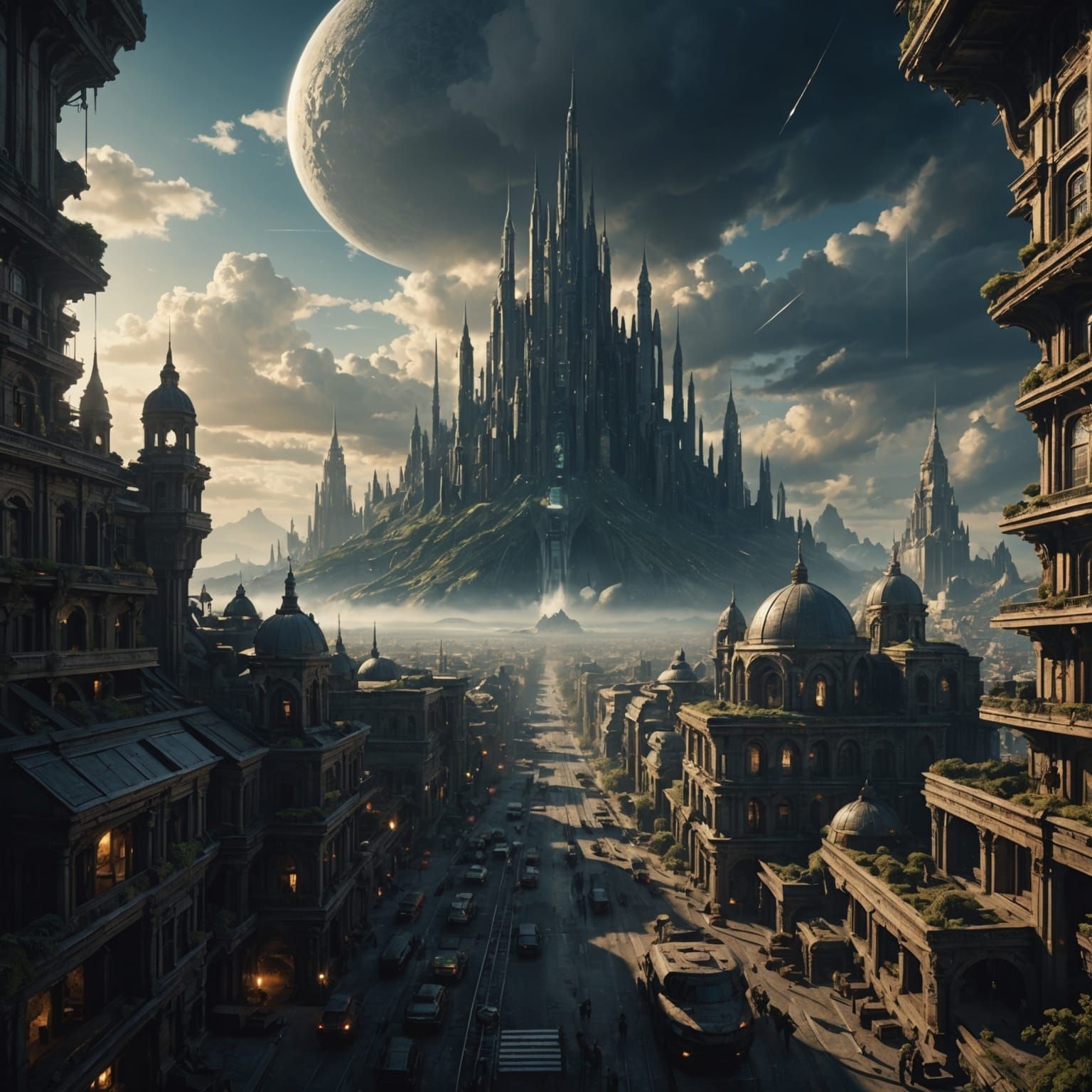Epic Future Cityscape in Digital Matte Painting Style