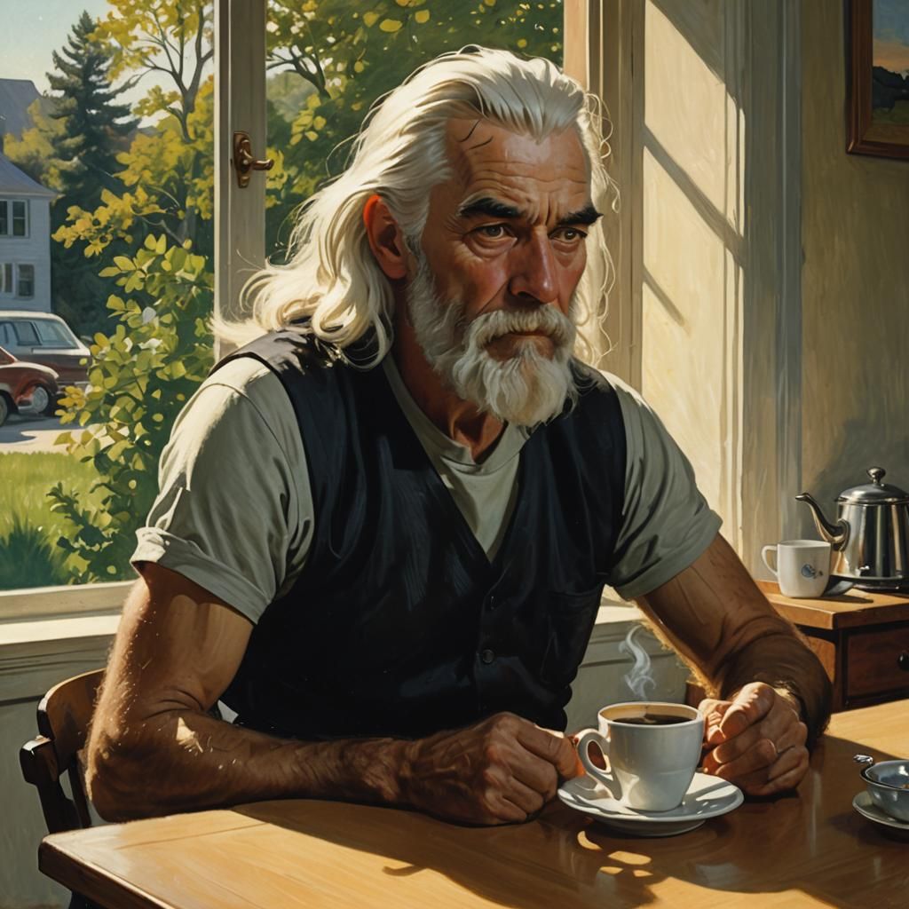 Morning Coffee: Portrait in Art Deco Style