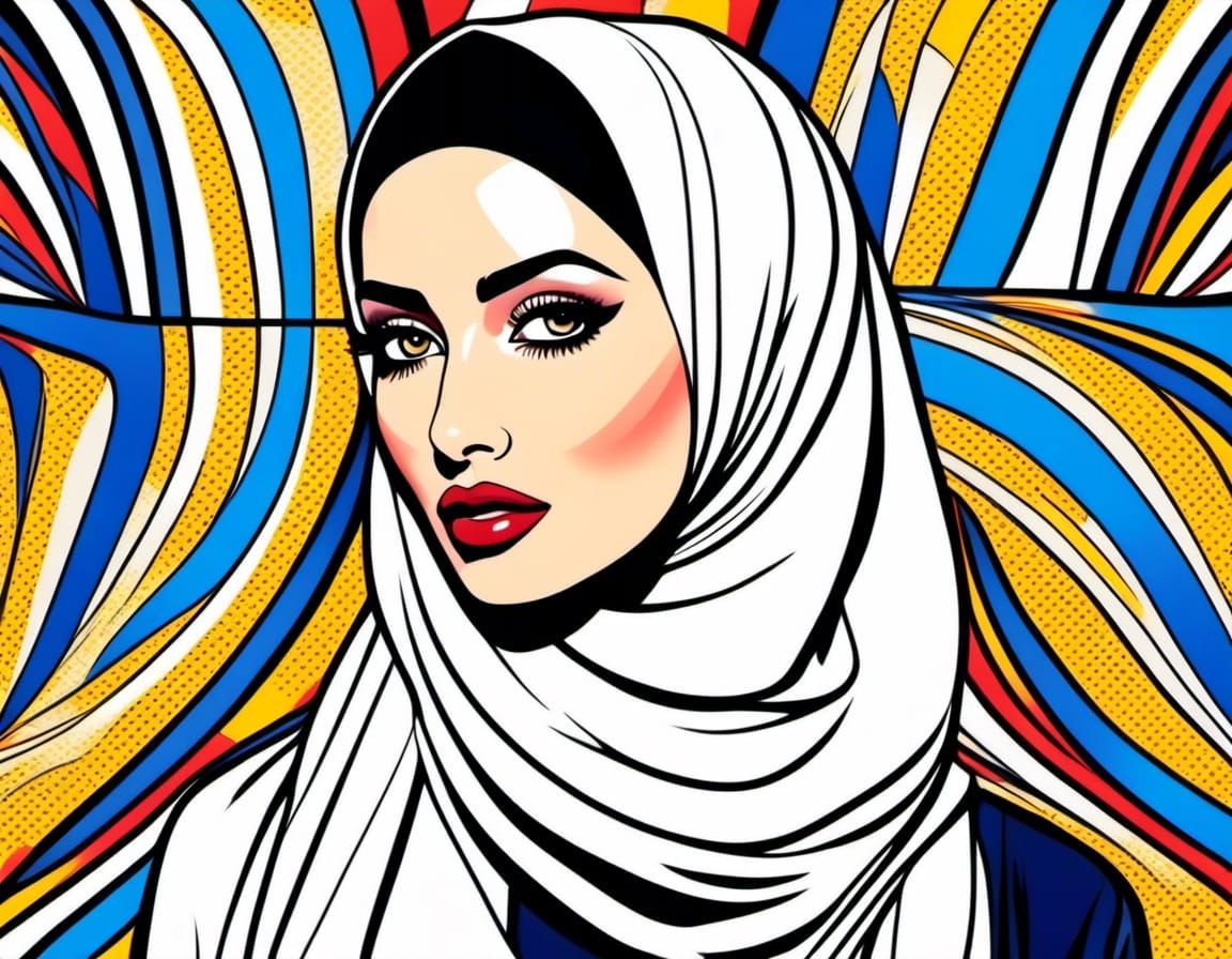 Hijabi Woman in Roy Lichtenstein Style