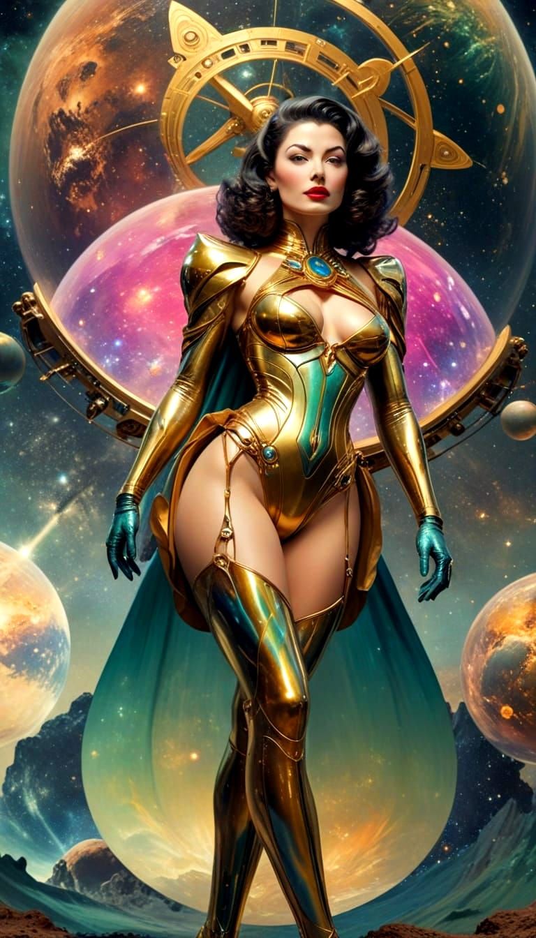 Ethereal Space Princess in Art Nouveau Style