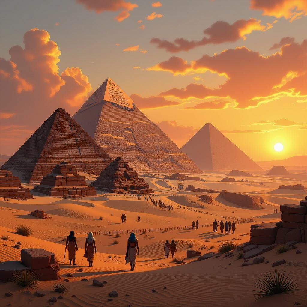 Egyptian Landscape in Retro Sci-Fi Style