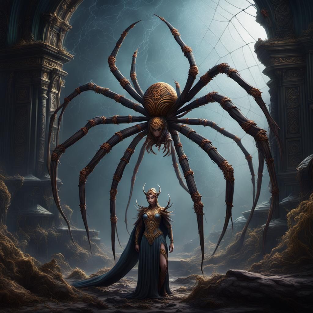 Spider God and Goddess in Detailed Matte Painting