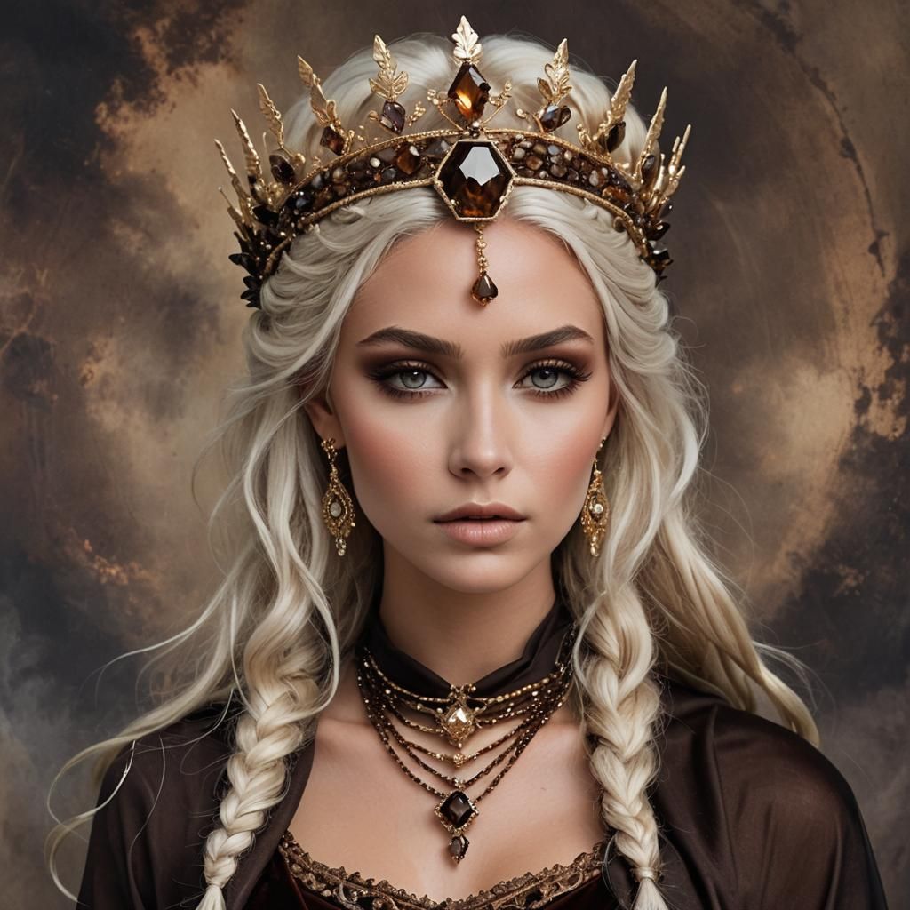 Brown Tourmaline Goddess of Inspiration in Haute Couture