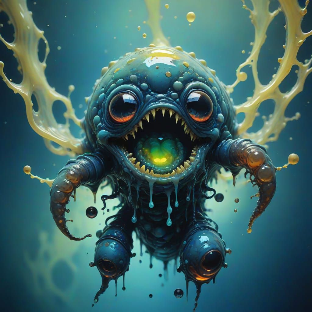 Surreal Maggot Bubbles in Abstract Expressionism