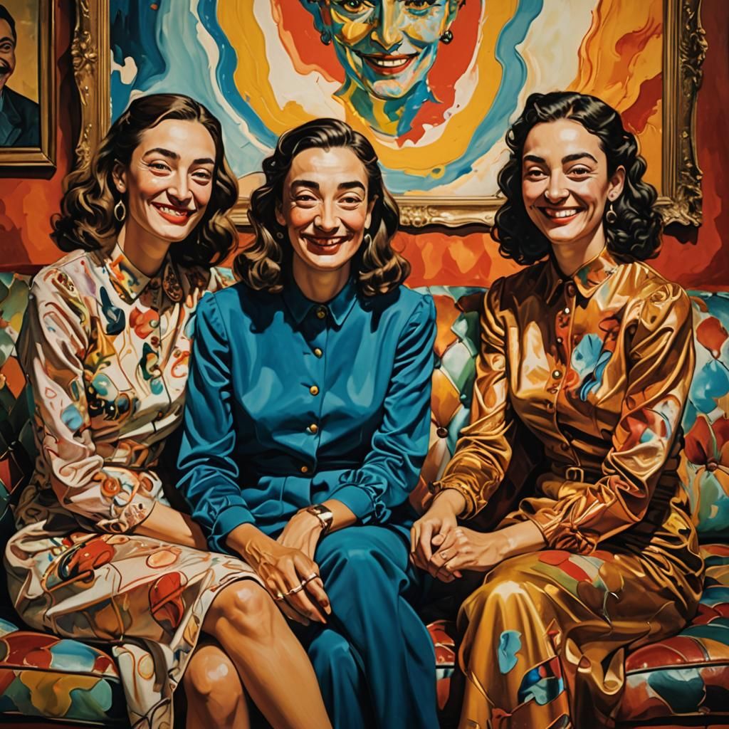 Smiling Women Portrait in Surrealist Style