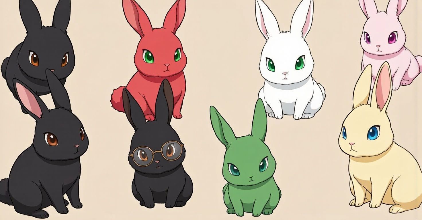 Anime Style Rabbits in Vibrant Colors