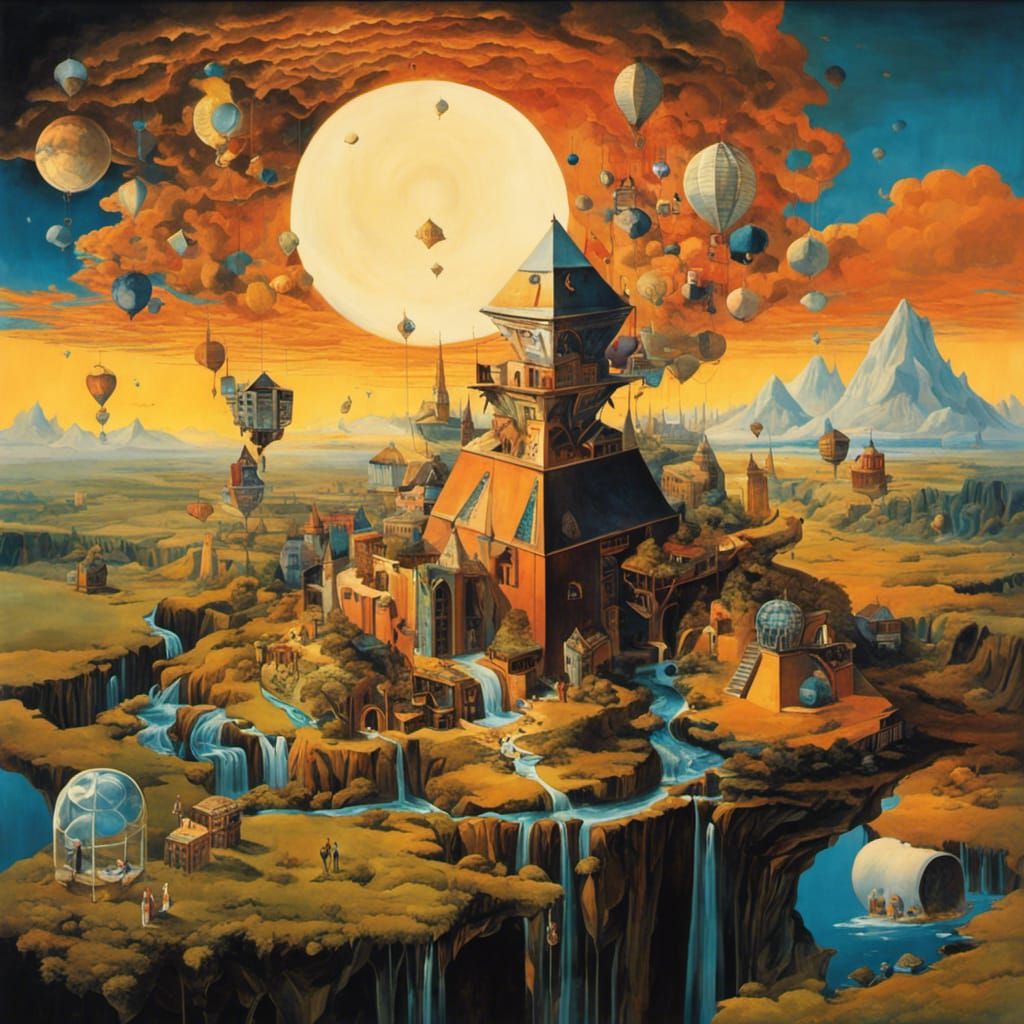 Surreal Magic Cube in a Whimsical Dreamscape