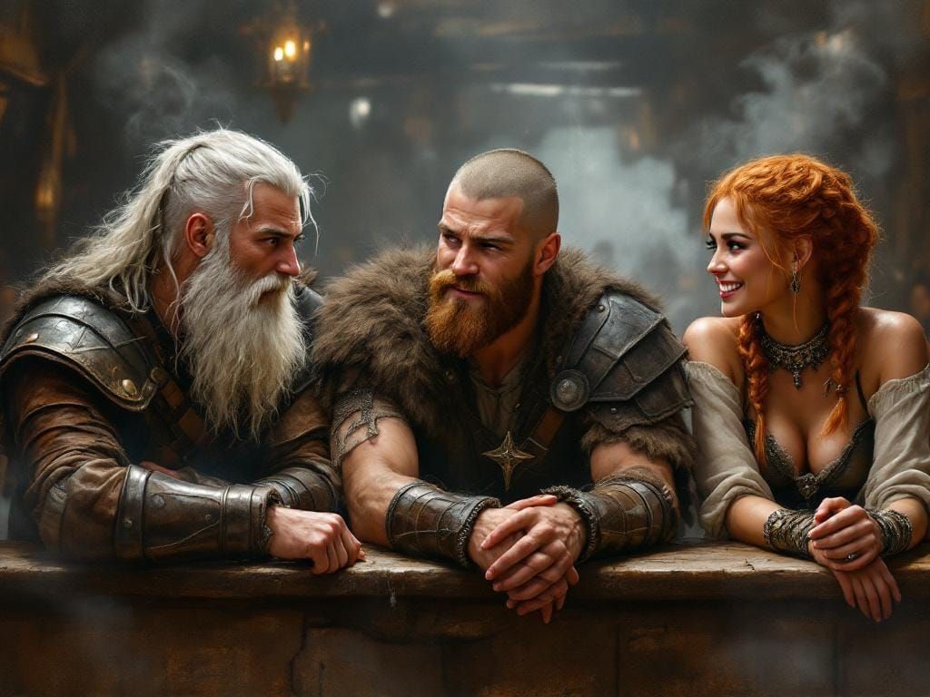Viking Warriors Celebrate Victory in Hyperrealistic Tavern