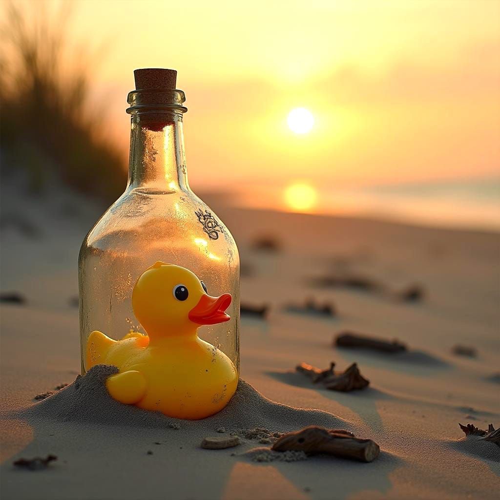 Dramatic Sunset Photo of Duck in Bottle