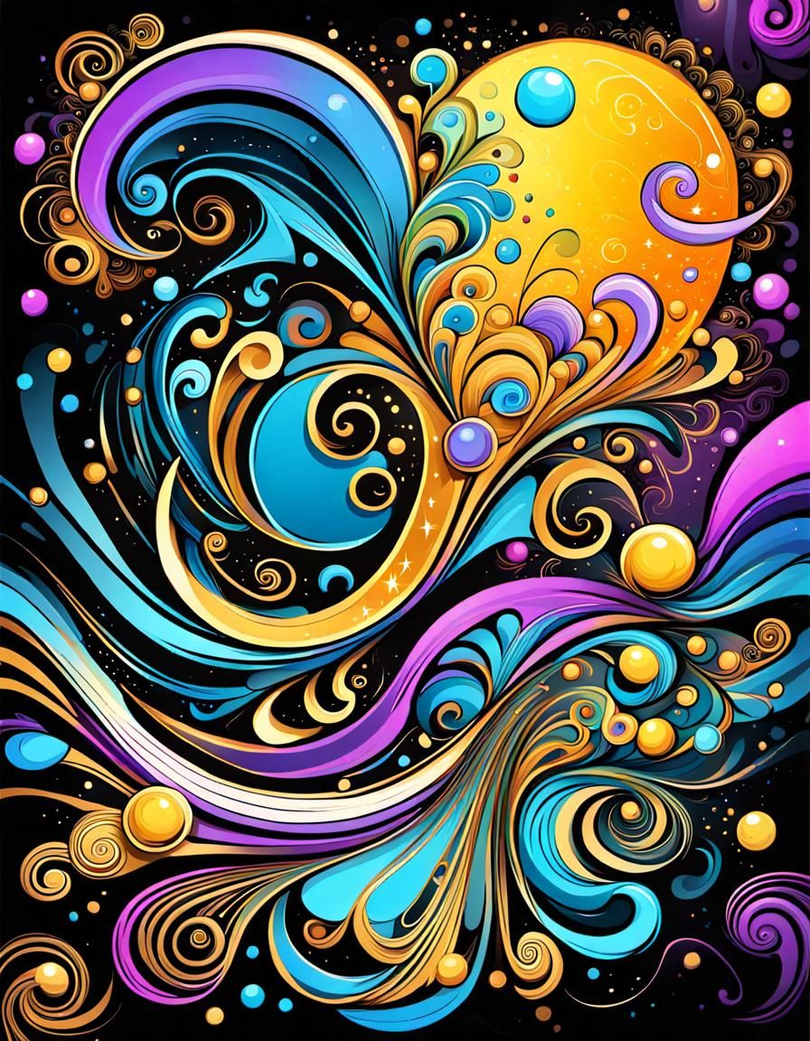 Dynamic Cartoon Line Art with Psychedelic Fractals