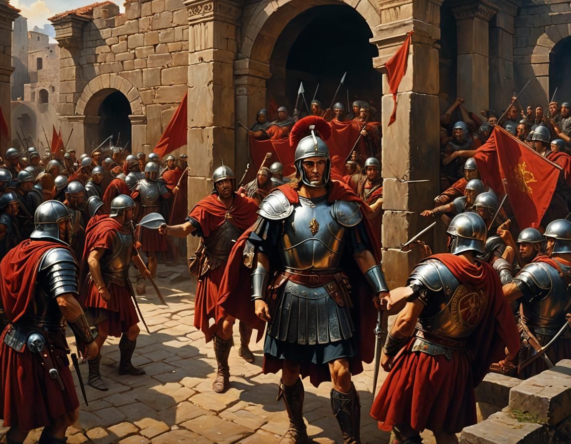 Roman Legate Oil Painting Masterpiece with Warm Hues