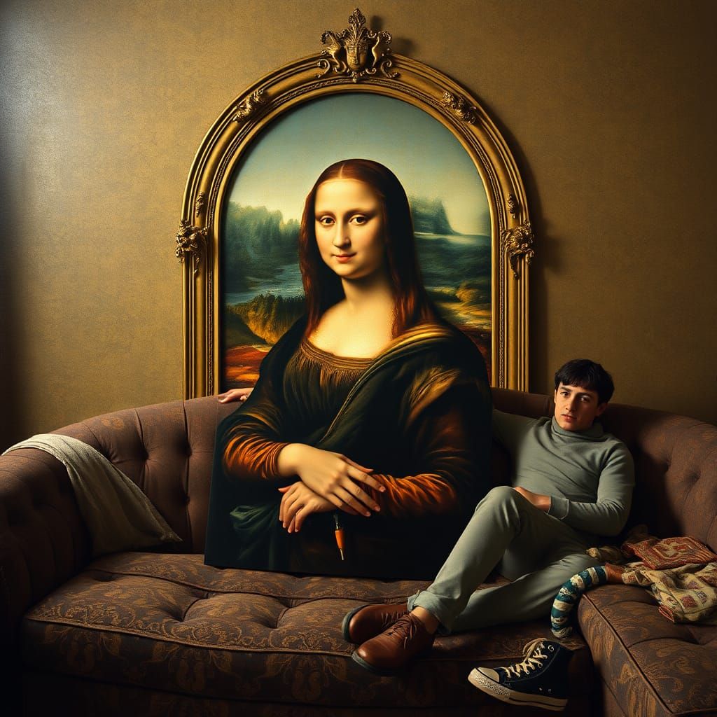 Surreal Mona Lisa Inspired Composition in Hyperrealism