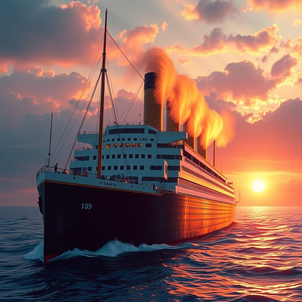 Epic Fantasy Titanic in Glorious 8K Matte Painting Style