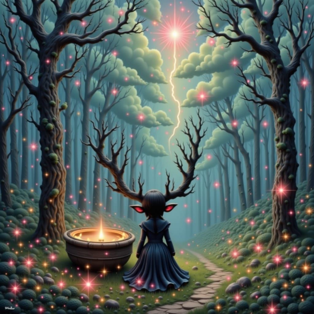 Ethereal Pink Starry Sky With Nebulae