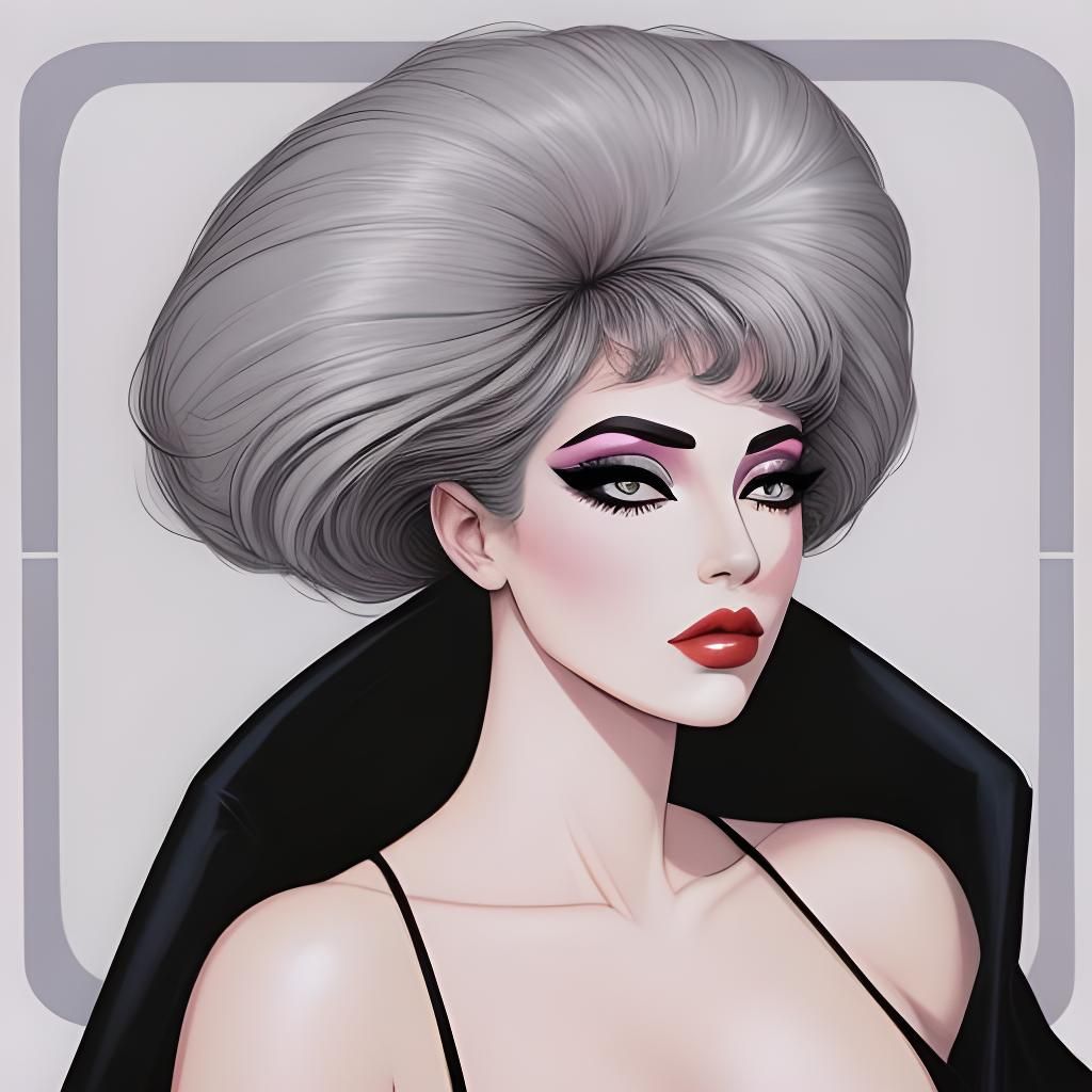 Fashionable Woman Portrait in Patrick Nagel Style