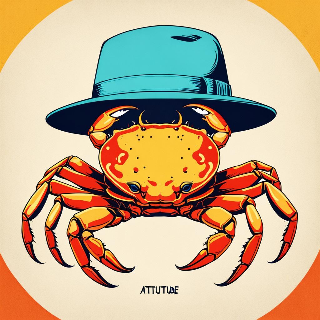 Retro Crab in Hat: Pop Art Screen Print