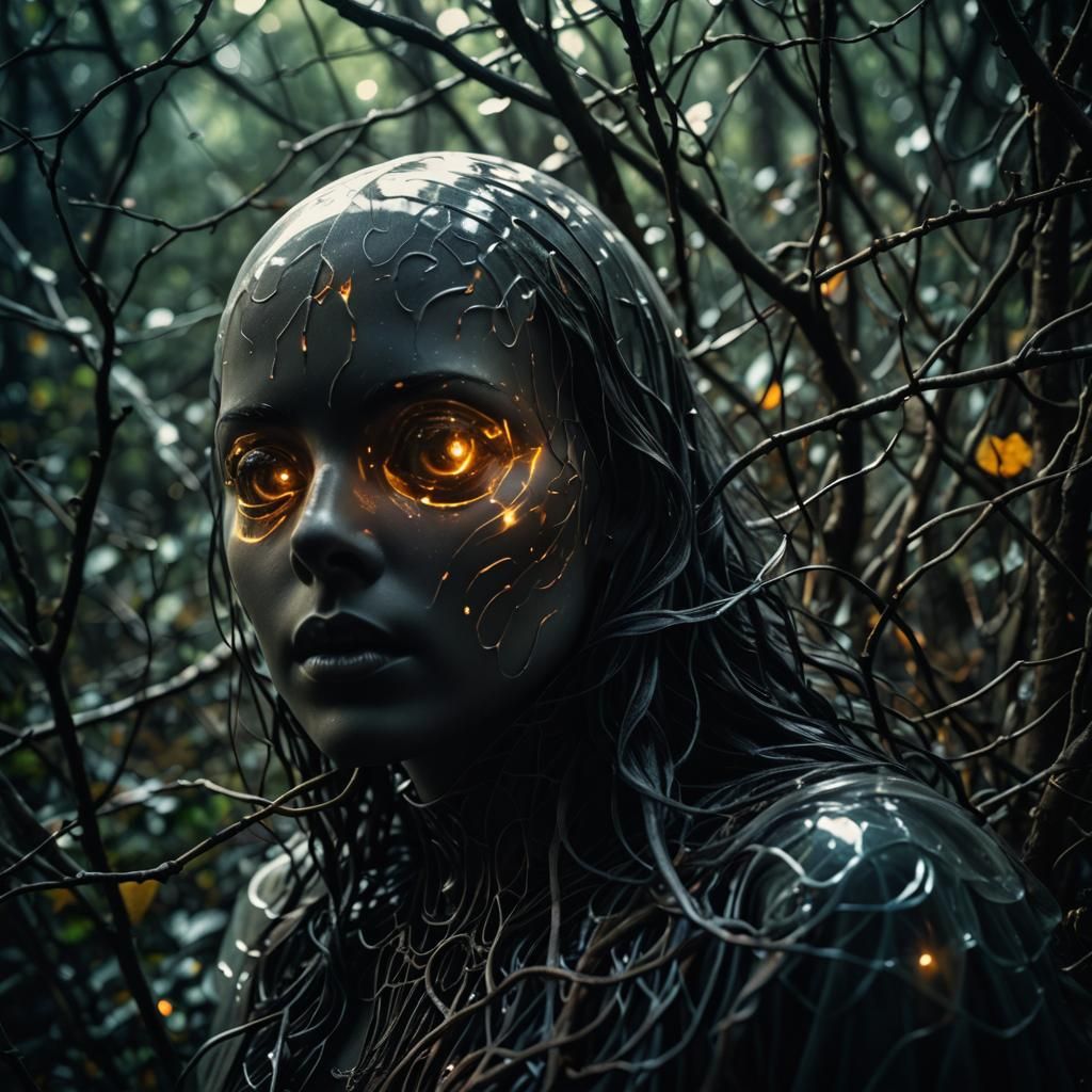 Eerie Translucent Ghostly Figure in Dark Vintage Photo