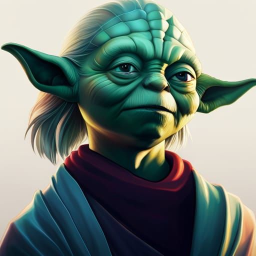 Detailed Portrait of Girl Yoda in Fantasy Style