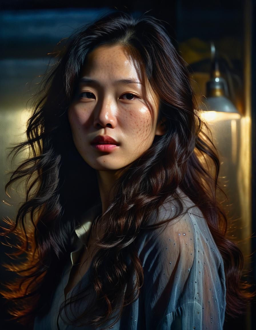 Chiaroscuro Portrait of Korean Woman in Rembrandt Style