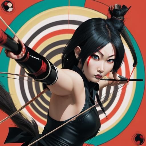 Japanese Goth Archer Hits Bullseye