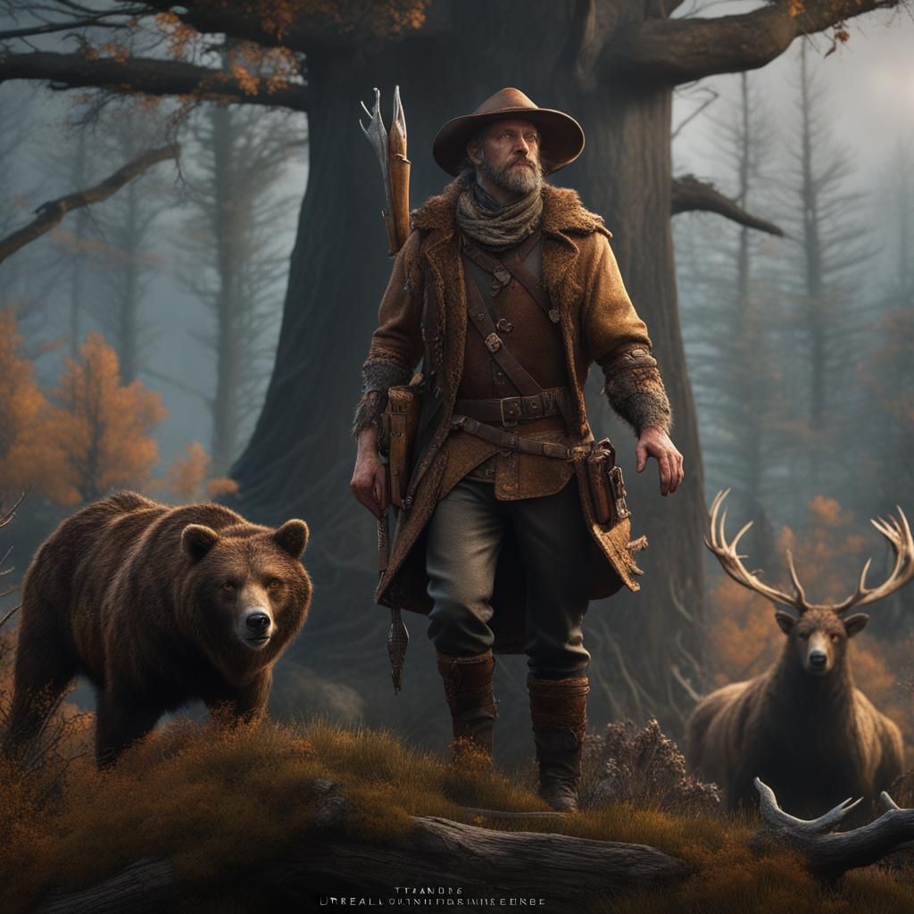 Woodsman Hunting in Wild Lands